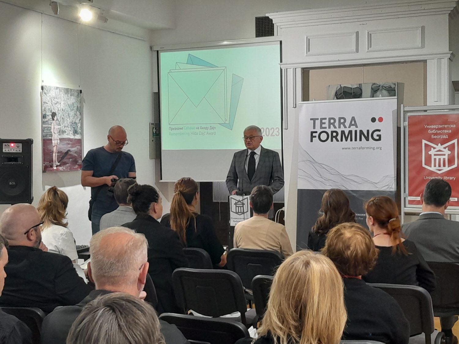 Prof. Dr. Aleksandar Jerkov, Director of the University Library "Svetozar Markovic", speaking at the opening of the event
